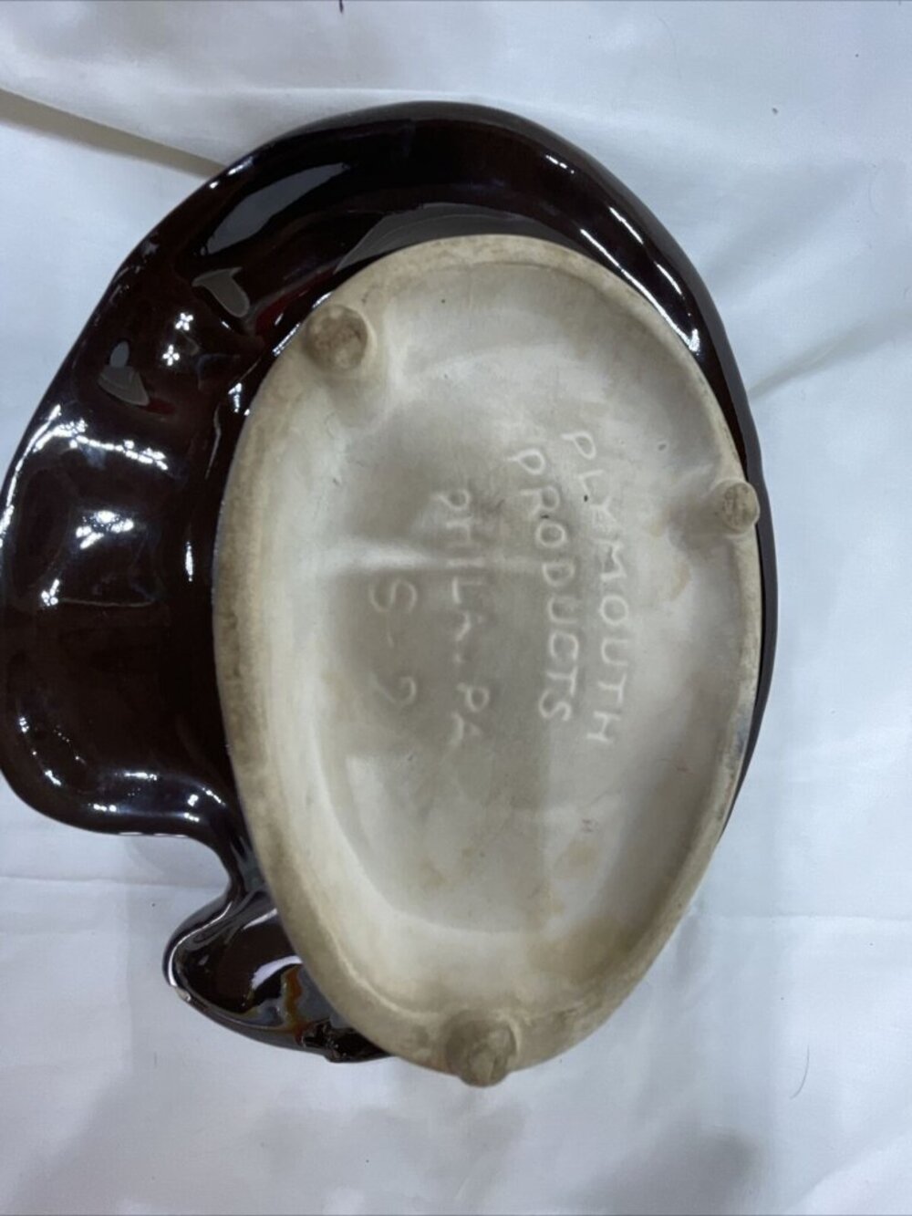 Vintage Plymouth Products Ceramic Ashtray Brown & Orange Handmade Glaze Decor Di - Picture 2 of 3